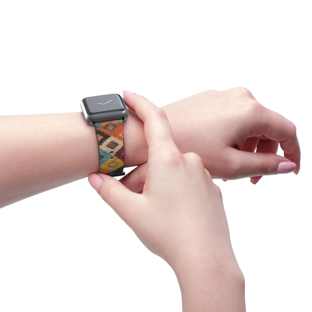 Bohemian Kilim Pattern Watch Band | Southwestern Geometric Apple Watch Strap