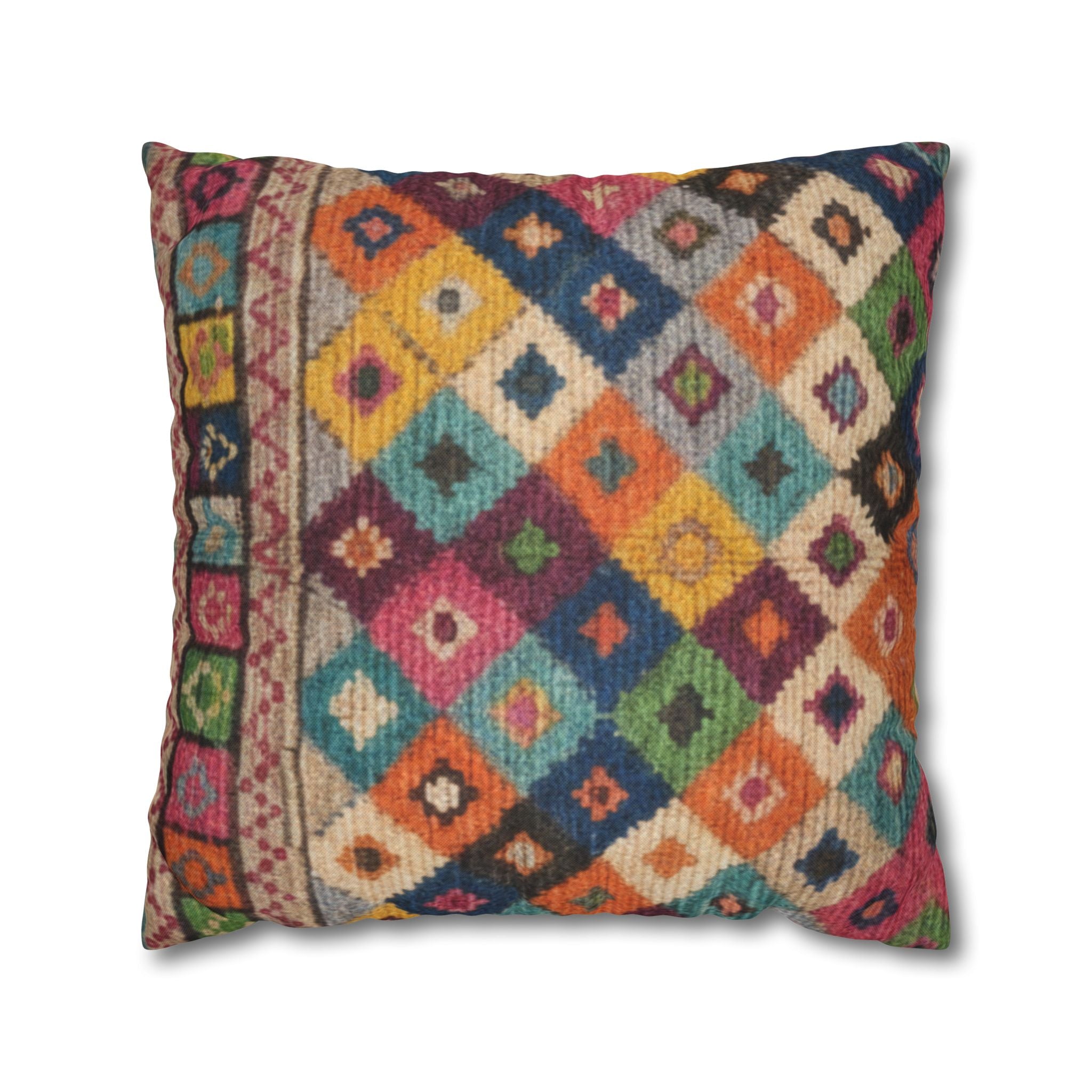 Bohemian Kilim Pattern Pillowcase Spun Polyester Square Pillowcase