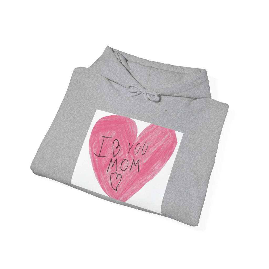 'I Love You Mom' Pink Heart Hoodie – Mother's Day Cozy Pullover