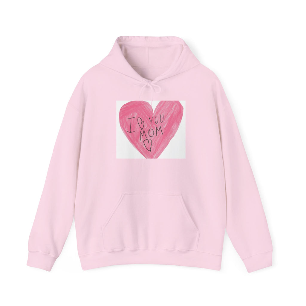 'I Love You Mom' Pink Heart Hoodie – Mother's Day Cozy Pullover