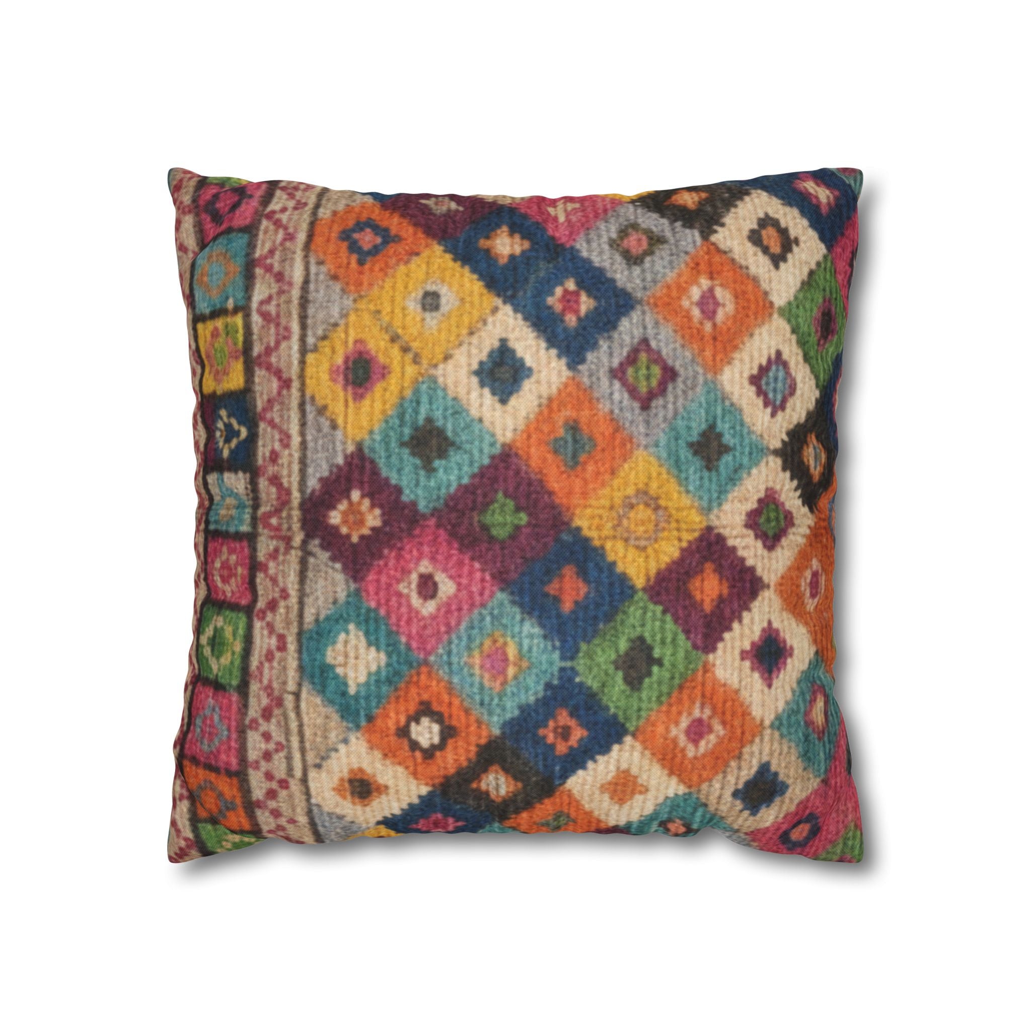Bohemian Kilim Pattern Pillowcase Spun Polyester Square Pillowcase