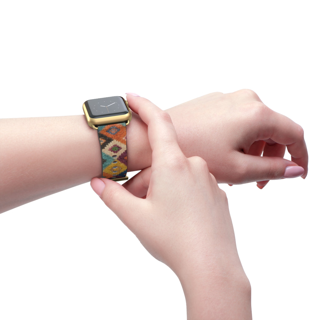 Bohemian Kilim Pattern Watch Band | Southwestern Geometric Apple Watch Strap
