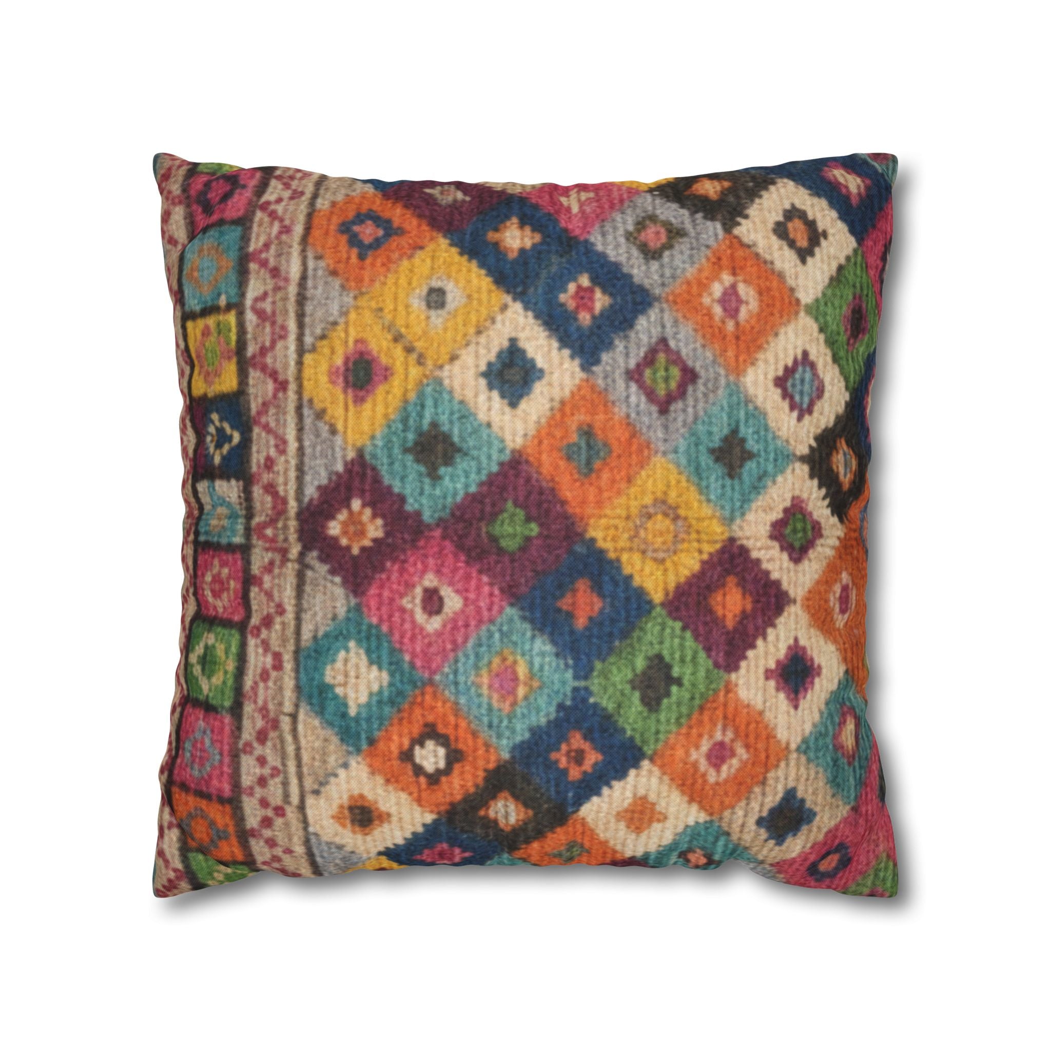 Bohemian Kilim Pattern Pillowcase Spun Polyester Square Pillowcase
