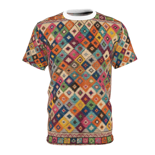 Colorful Diamond Kilim Pattern Tee | All-Over Print Shirt