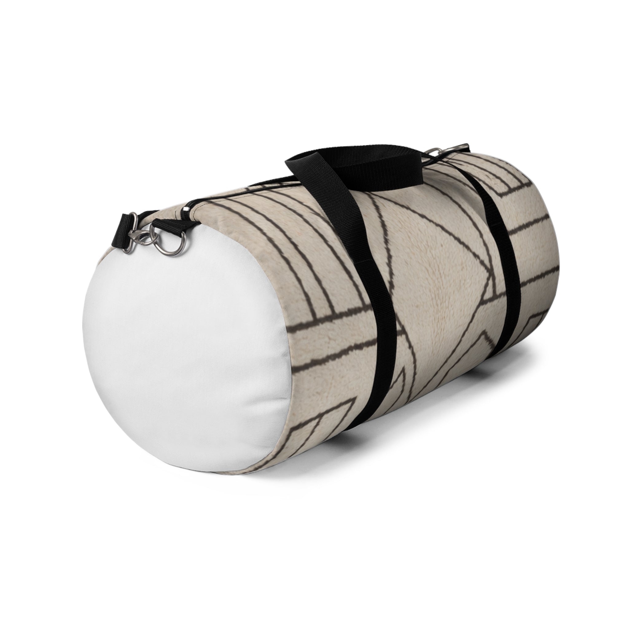 Neutral Geometric Pattern Duffel Bag | Minimalist Travel Tote