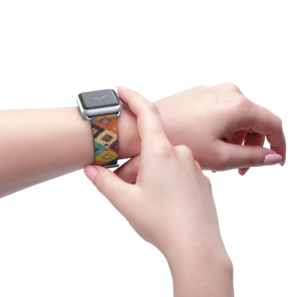 Bohemian Kilim Pattern Watch Band | Southwestern Geometric Apple Watch Strap
