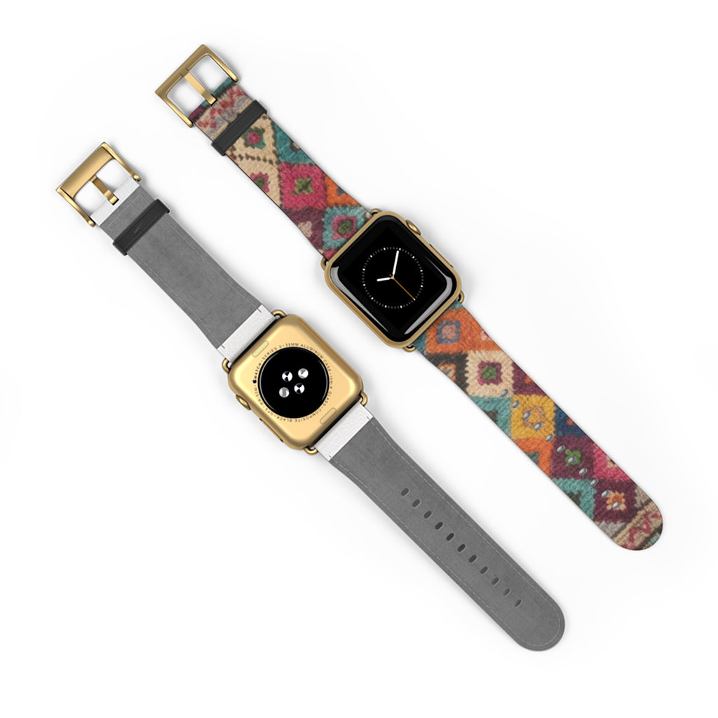 Bohemian Kilim Pattern Watch Band | Southwestern Geometric Apple Watch Strap