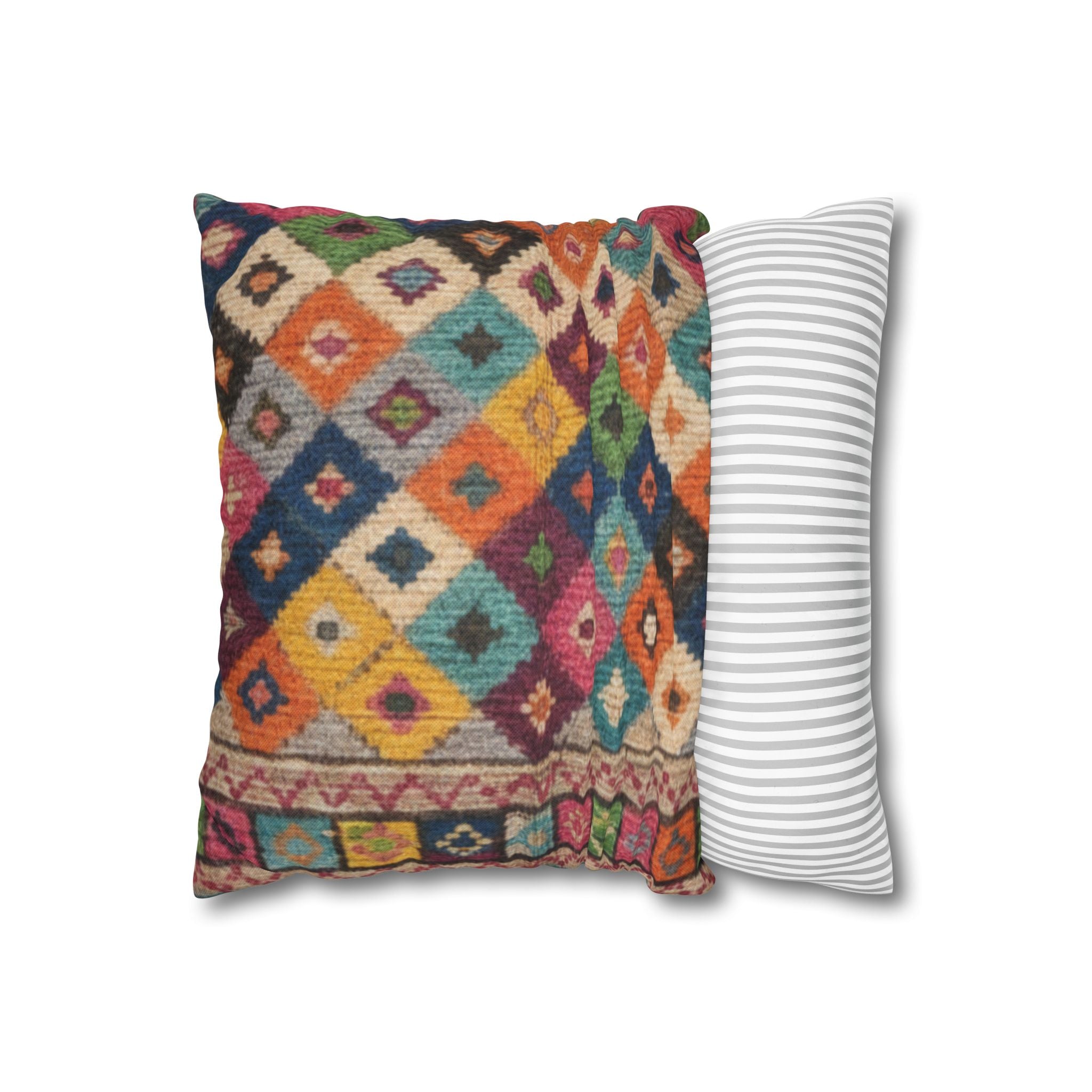 Bohemian Kilim Pattern Pillowcase Spun Polyester Square Pillowcase
