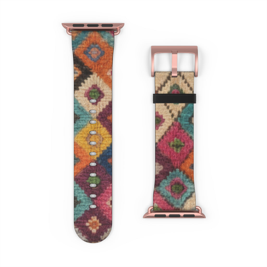 Bohemian Kilim Pattern Watch Band | Southwestern Geometric Apple Watch Strap