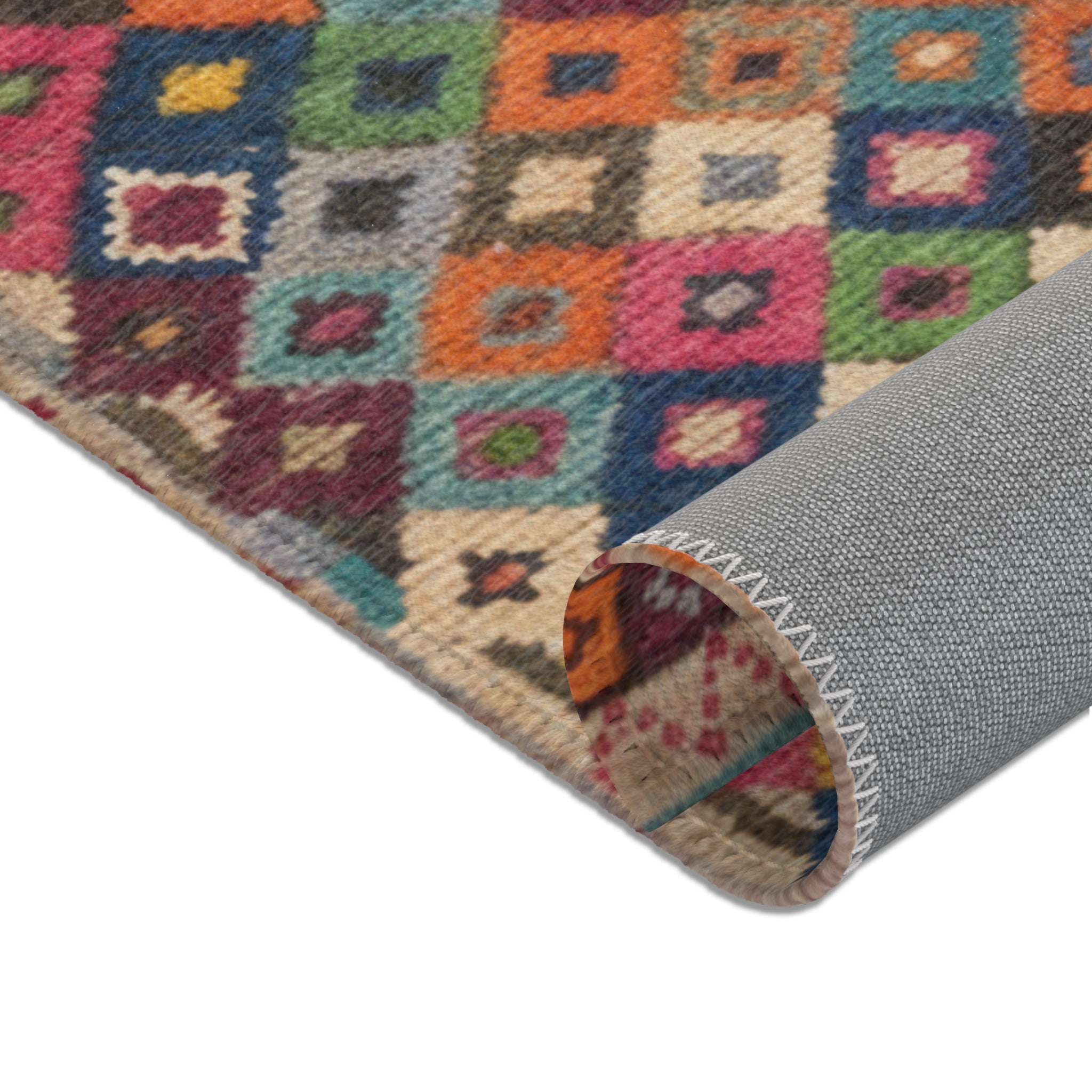 Colorful Geometric Diamond Pattern Area Rug | Moroccan Rug Berber Style