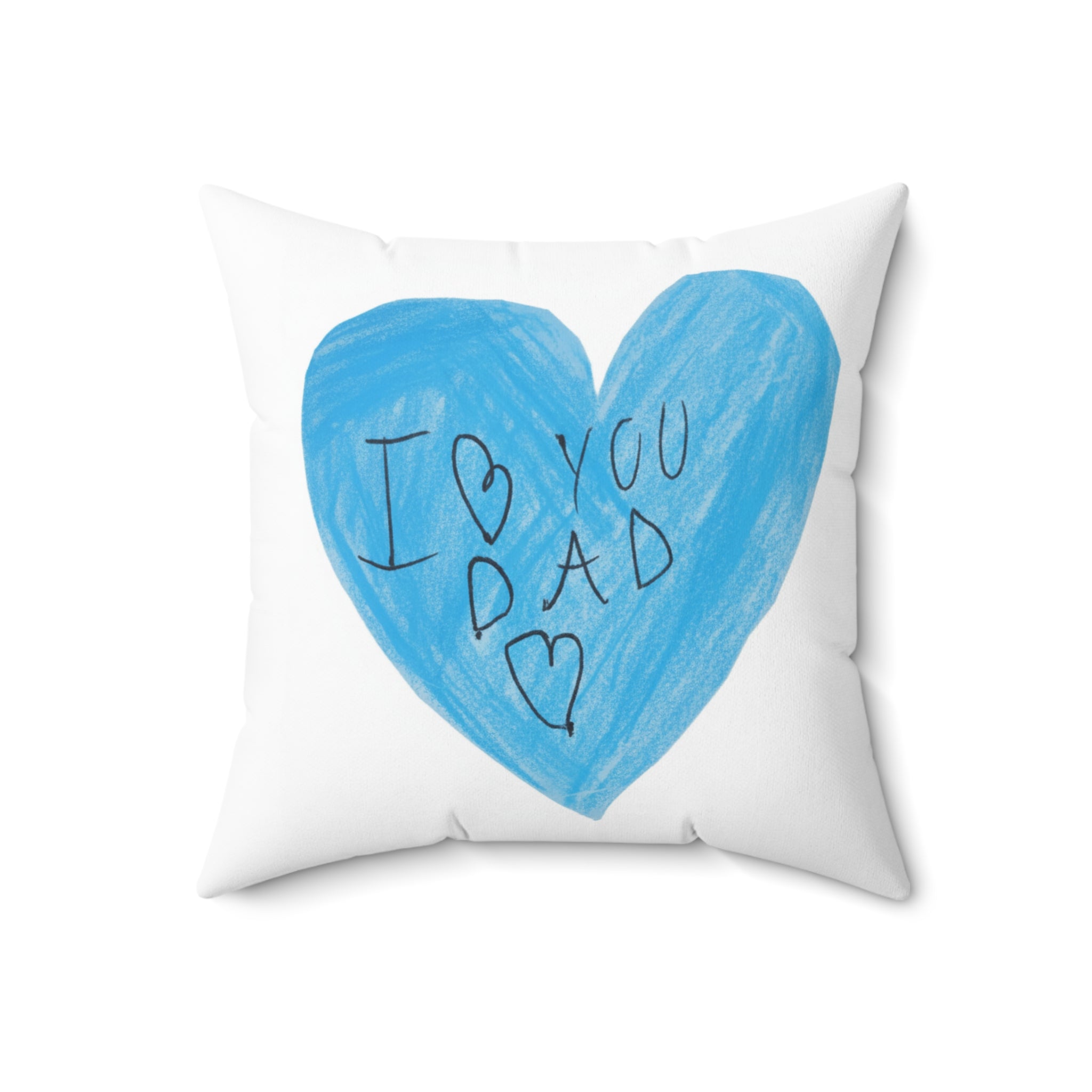 Blue Heart I Love You Dad Pillow | Square Throw Pillow, Kids Drawing Design