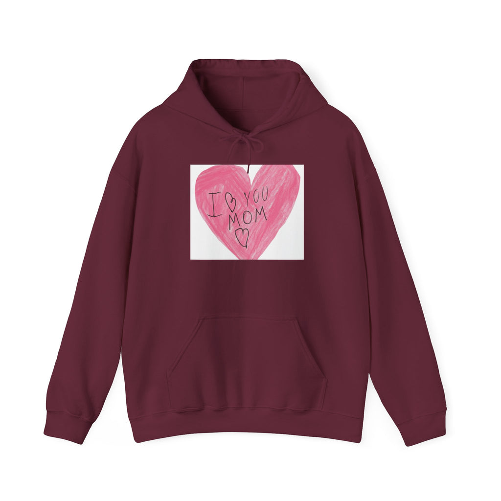 'I Love You Mom' Pink Heart Hoodie – Mother's Day Cozy Pullover