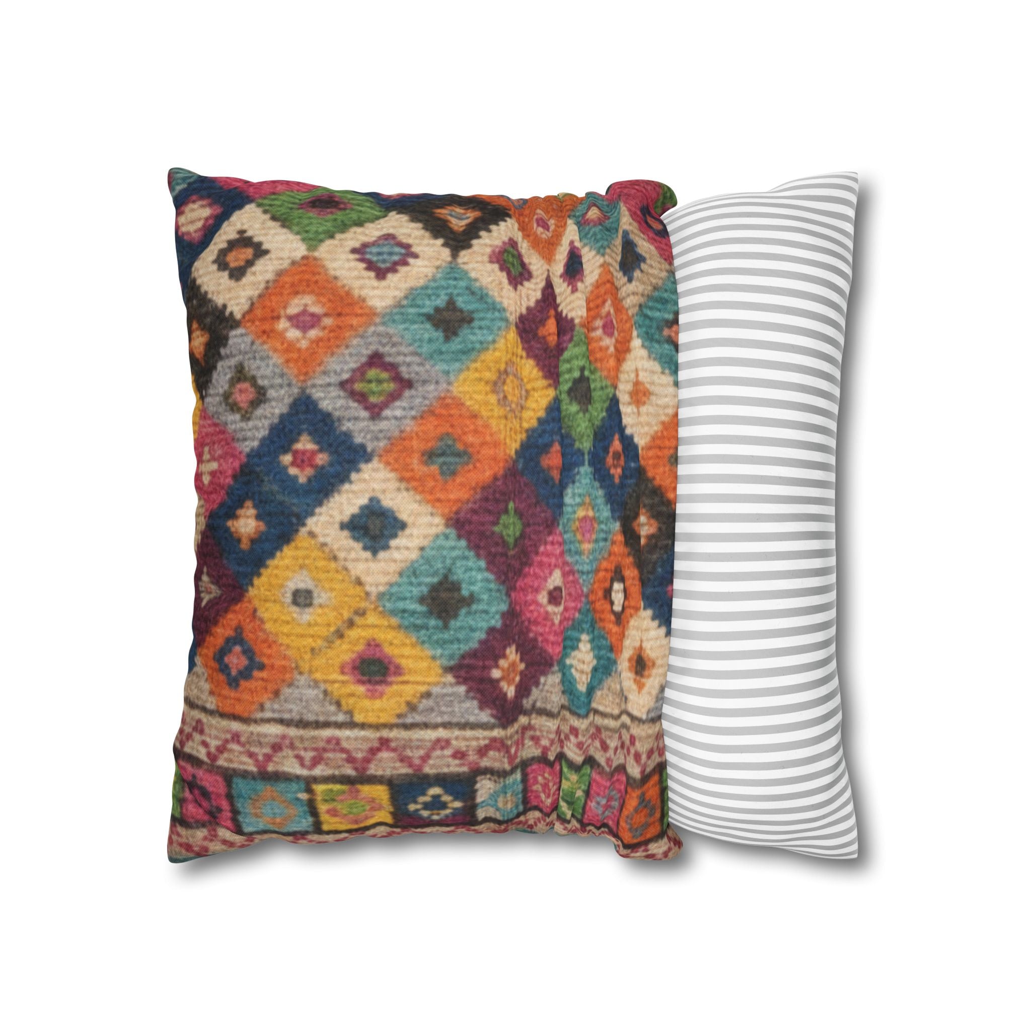 Bohemian Kilim Pattern Pillowcase Spun Polyester Square Pillowcase