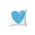 Blue Heart I Love You Dad Pillow | Square Throw Pillow, Kids Drawing Design