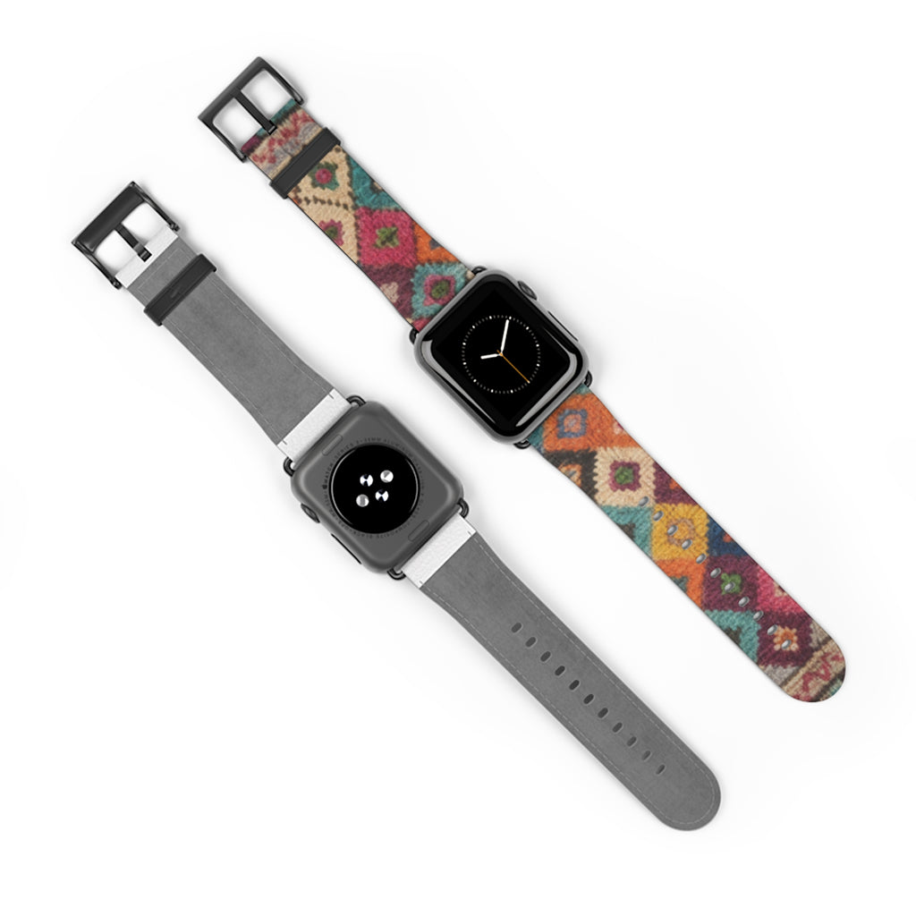 Bohemian Kilim Pattern Watch Band | Southwestern Geometric Apple Watch Strap