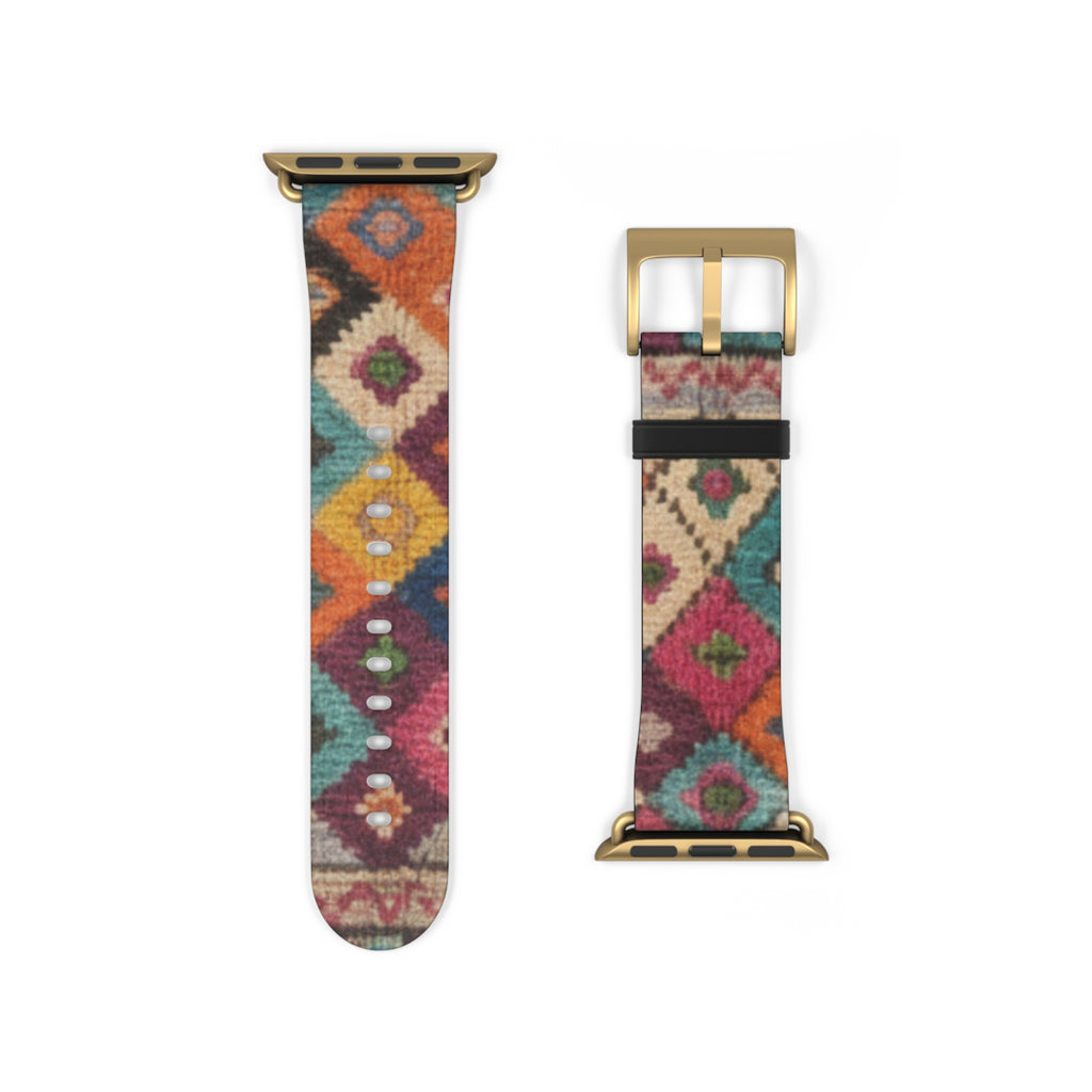 Bohemian Kilim Pattern Watch Band | Southwestern Geometric Apple Watch Strap