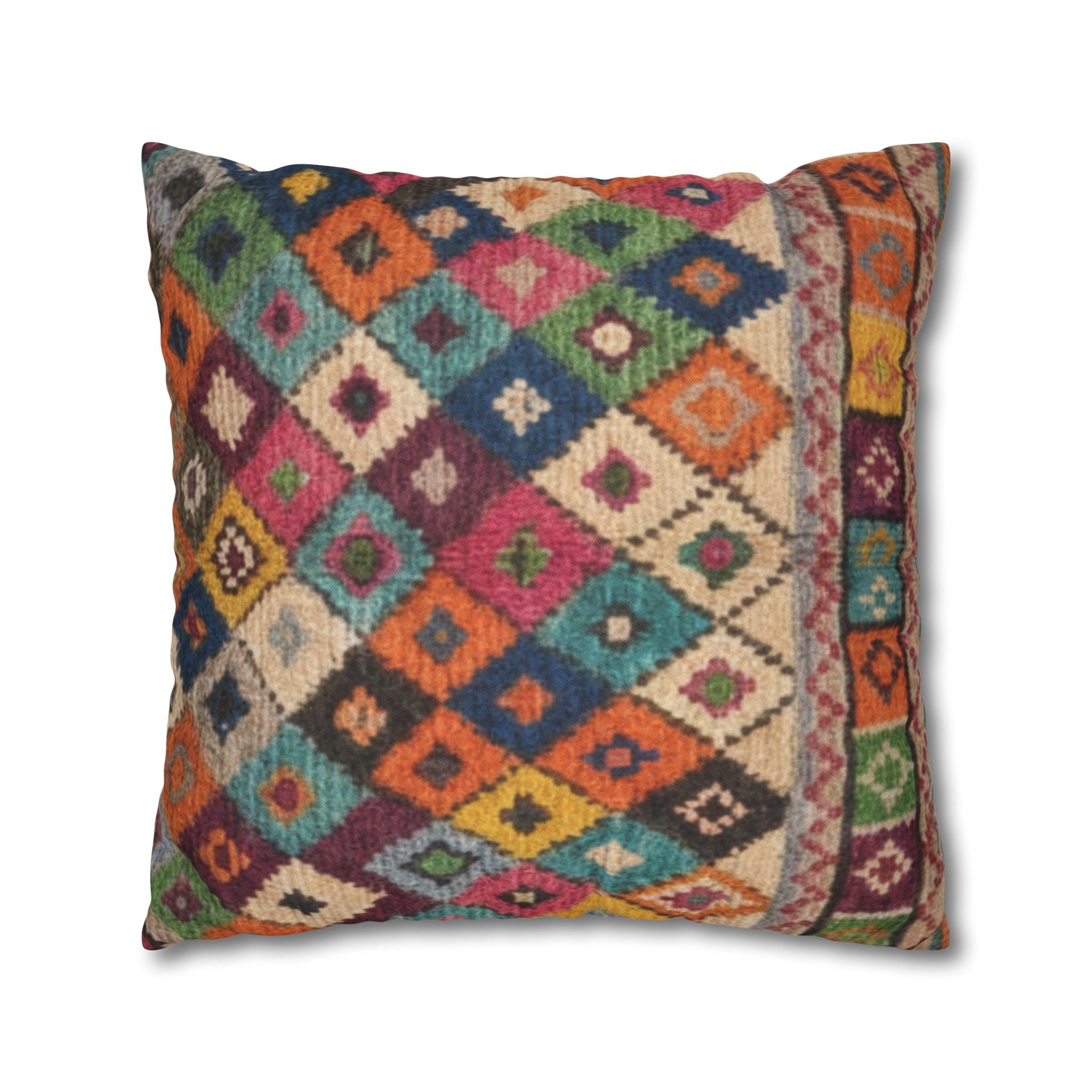 Bohemian Kilim Pattern Pillowcase Spun Polyester Square Pillowcase