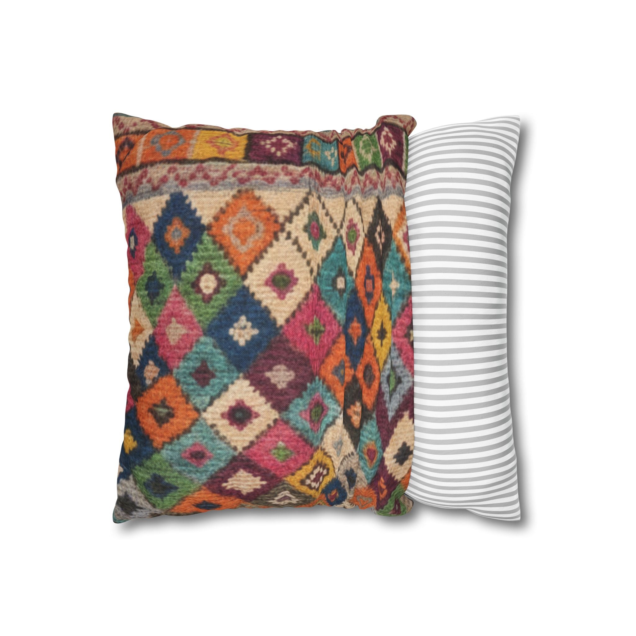 Bohemian Kilim Pattern Pillowcase Spun Polyester Square Pillowcase
