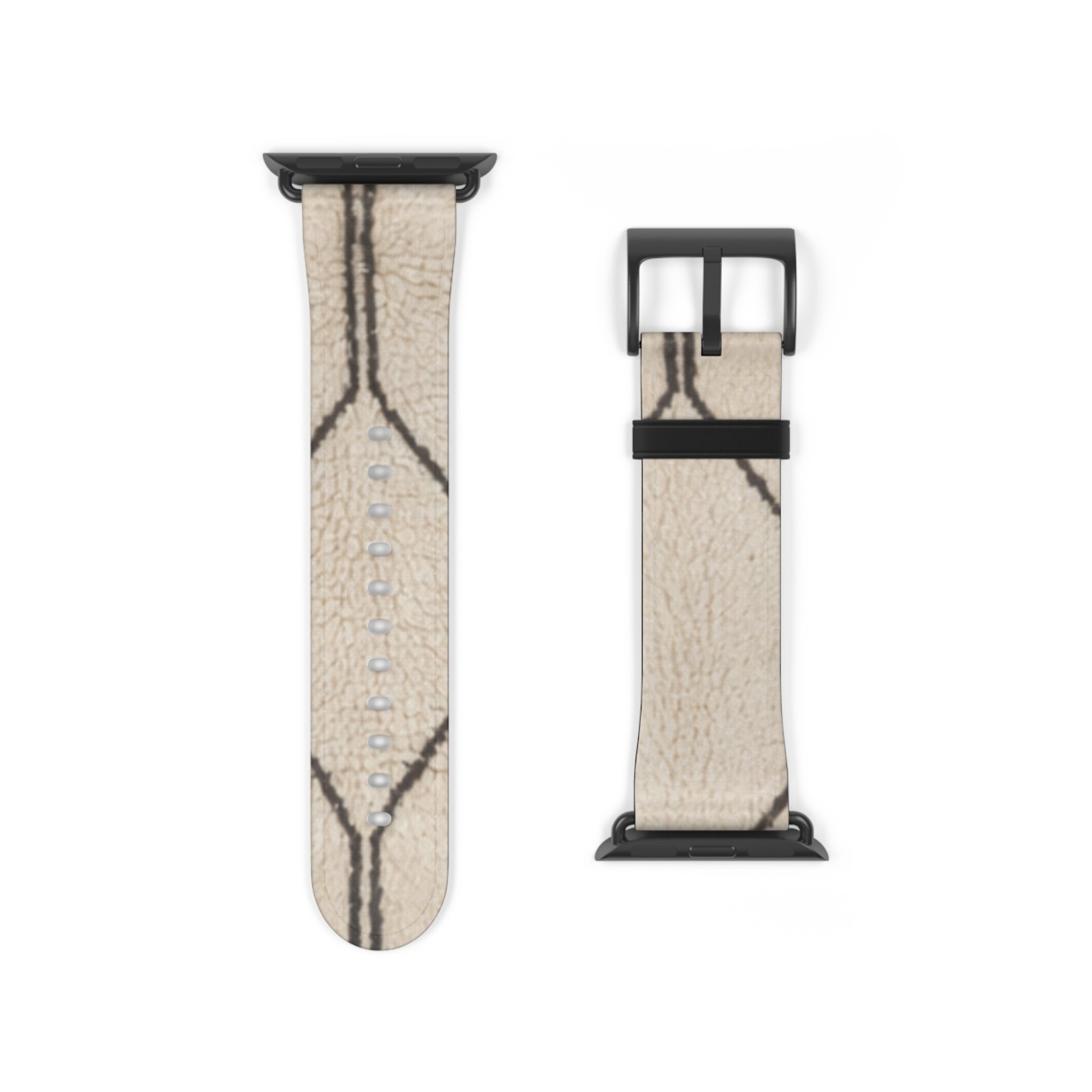 Beige Geometric Moroccan Pattern Watch Band | Neutral Minimalist Leather Look