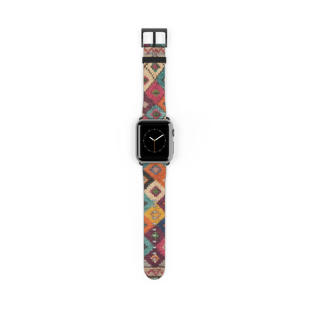 Bohemian Kilim Pattern Watch Band | Southwestern Geometric Apple Watch Strap