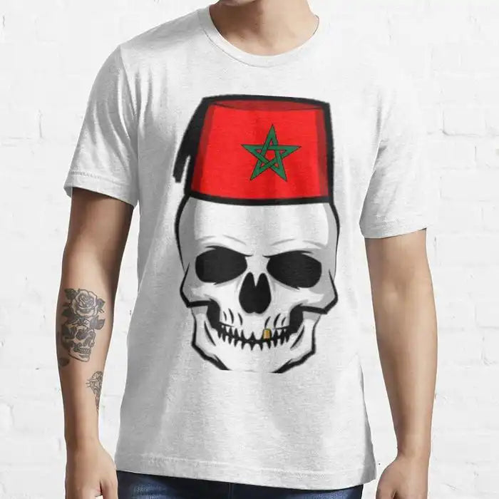 T-shirt Moroccan skeleton - Blanc - Coton - Manches courtes