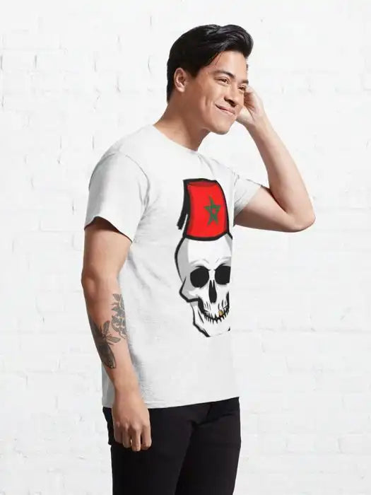 T-shirt Moroccan skeleton - Blanc - Coton - Manches courtes