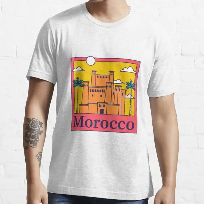 T-shirt - Kasbah Maroc - Blanc - Manches courtes - Mixte