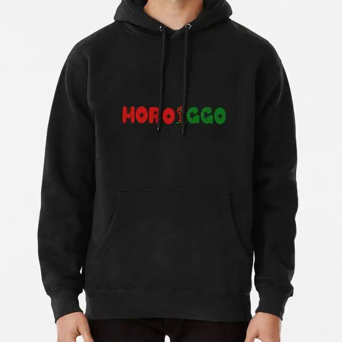 Hoodie go support morocco - Veste Capuche Noir - Manches longues - Mixte