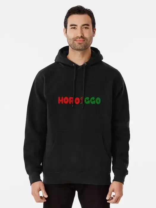 Hoodie go support morocco - Veste Capuche Noir - Manches longues - Mixte